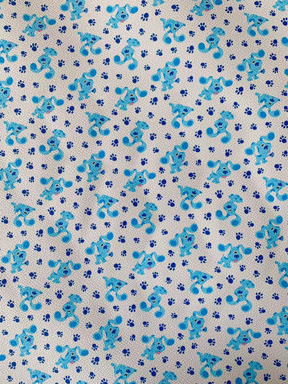 Fashion Craft Blue Dog Cartoon Leather Fabric For Handmade Handicraft Goods By Yard