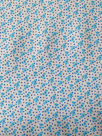 Fashion Craft Blue Dog Cartoon Leather Fabric For Handmade Handicraft Goods By Yard