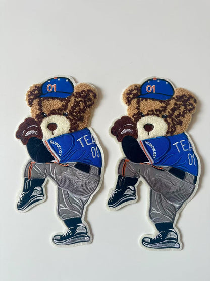 Craft Bear Baseball Player 6"x11 "Embroidery Jacquard Label For Handmade Handicraft Goods