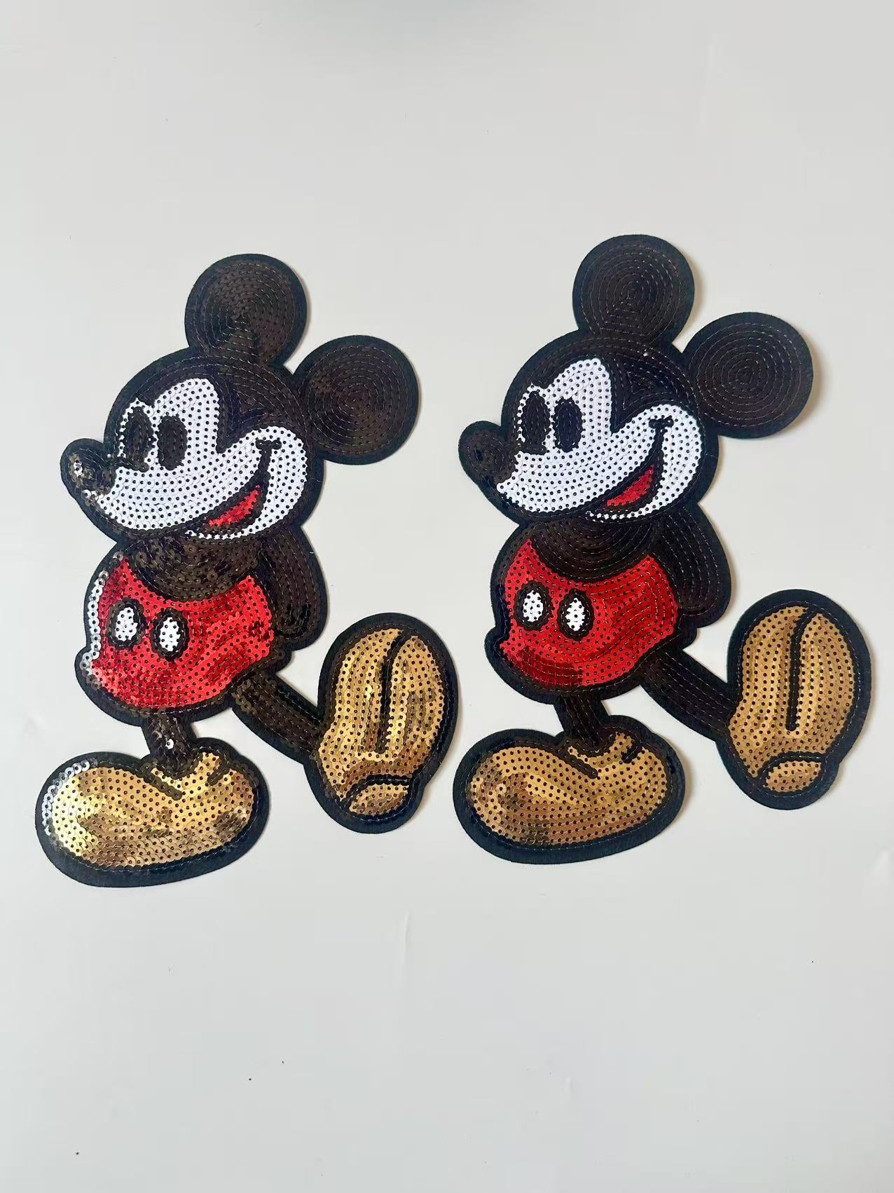 Craft Mickey Mouse 11"x7.5"Embroidery Sequins Patches For Handmade Apparel