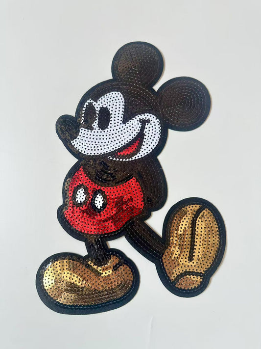 Craft Mickey Mouse 11"x7.5"Embroidery Sequins Patches For Handmade Apparel