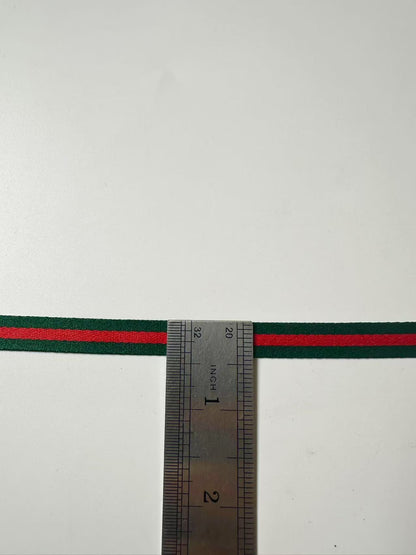 Craft 0.4 inch Strap ,Handmade Striped Ribbon Trim Embroidered For shoes ,Bags ,Handicrafts By Yard (Green with Red )