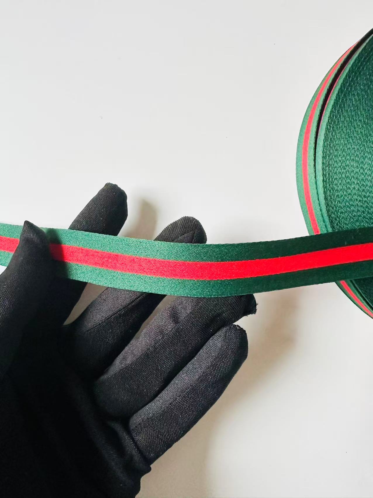 Craft 0.8 inch Strap ,Handmade Striped Ribbon Trim Embroidered For shoes ,Bags ,Handicrafts By Yard (Green with Red )