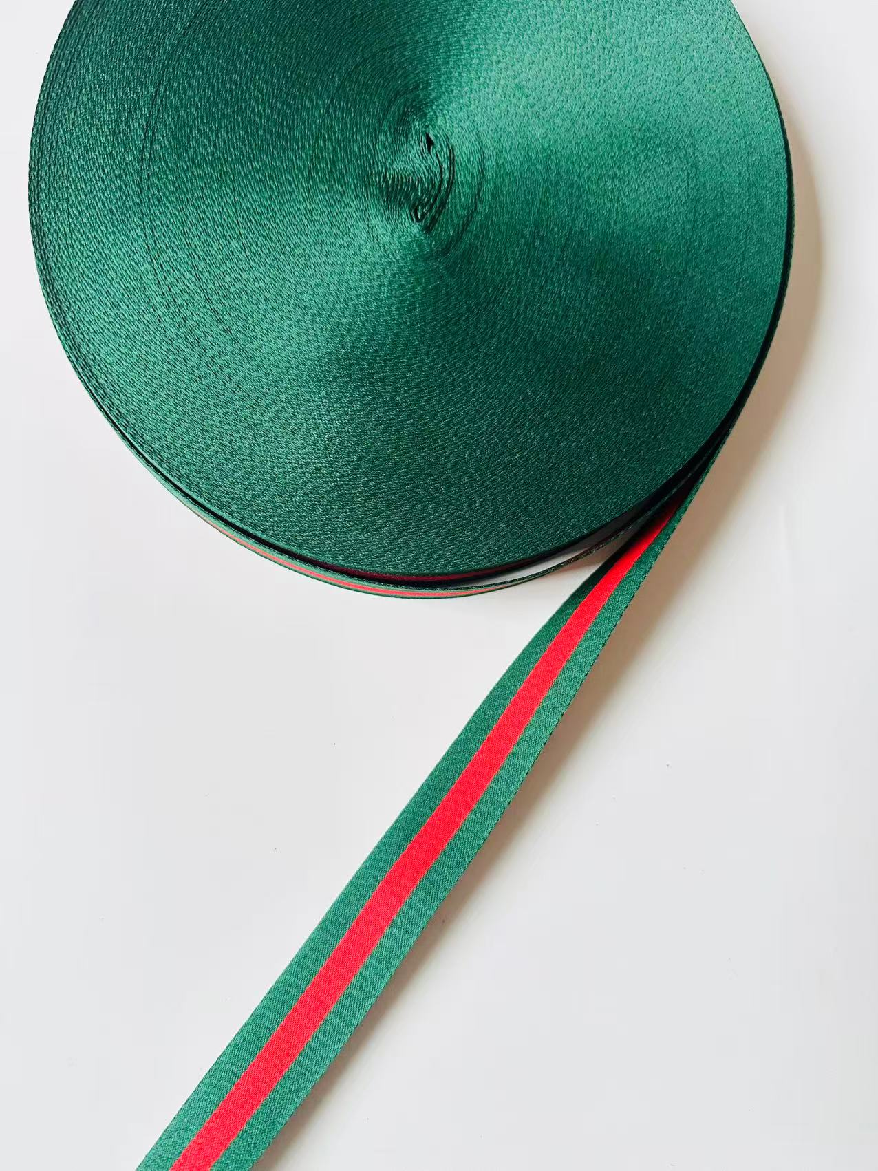 Craft 0.8 inch Strap ,Handmade Striped Ribbon Trim Embroidered For shoes ,Bags ,Handicrafts By Yard (Green with Red )