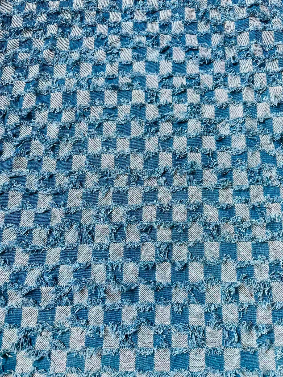 Craft Plaid Denim Fabric For Handmade Shoes ,Clothing By Yard