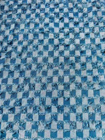 Craft Plaid Denim Fabric For Handmade Shoes ,Clothing By Yard