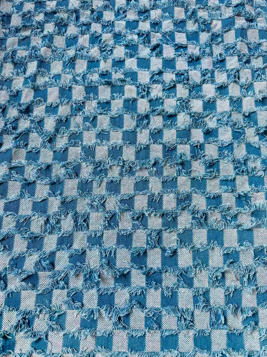 Craft Plaid Denim Fabric For Handmade Shoes ,Clothing By Yard