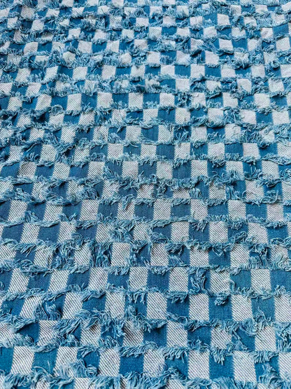 Craft Plaid Denim Fabric For Handmade Shoes ,Clothing By Yard