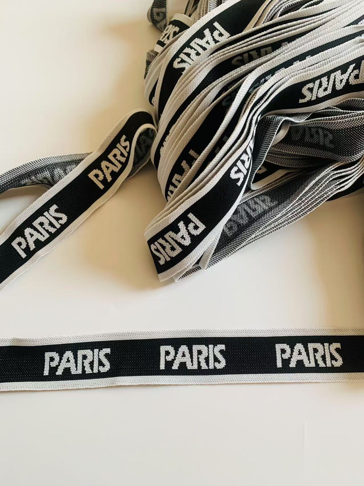 Fashion 4CM Paris Design Straps ,Jacquard Ribbon Embroidery For Custom Apparel,Clothing By Yard